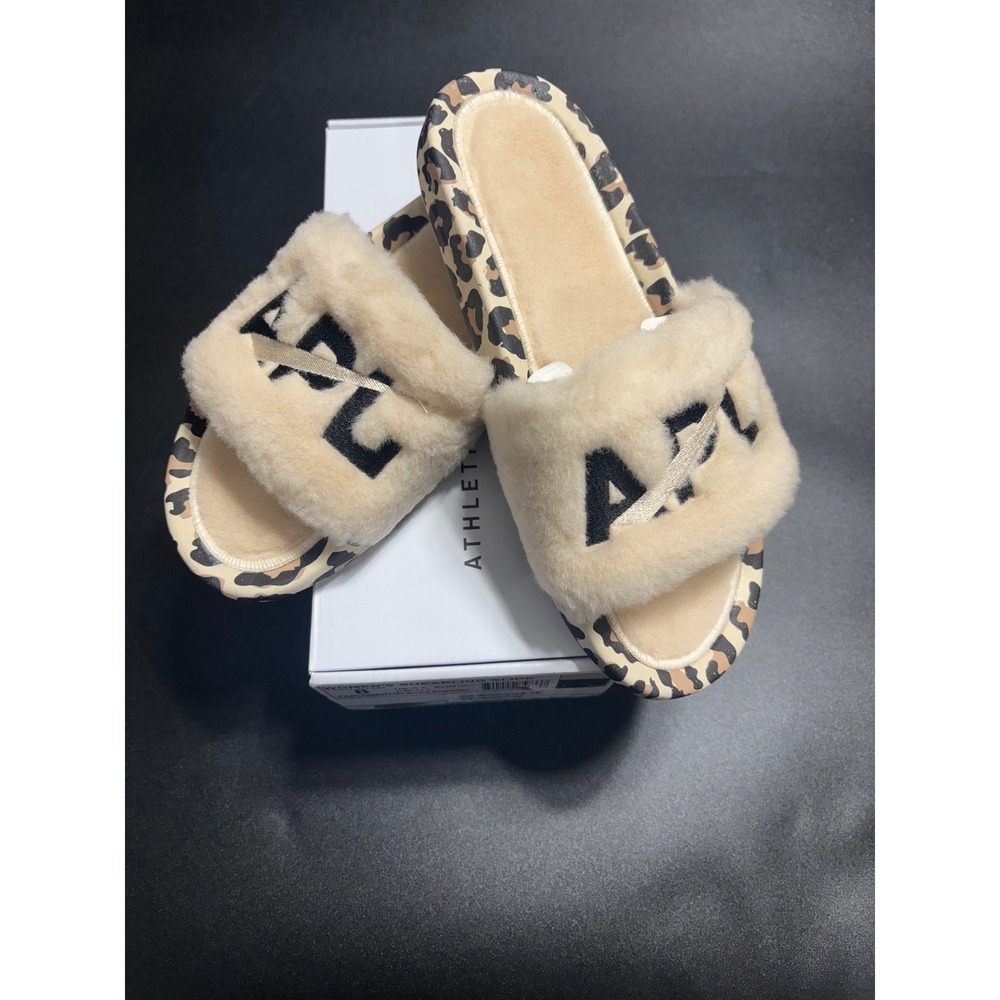 APL NEW Women's Shearling Slide Parchment/Black /Leopard in Size 8 MSRP $195